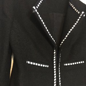 DStudio blazer/suit jacket black w white ribbon trim, US 6, like new.